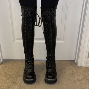 Women’s Demonia Emily-375 Black Over the Knee Boots Size 6